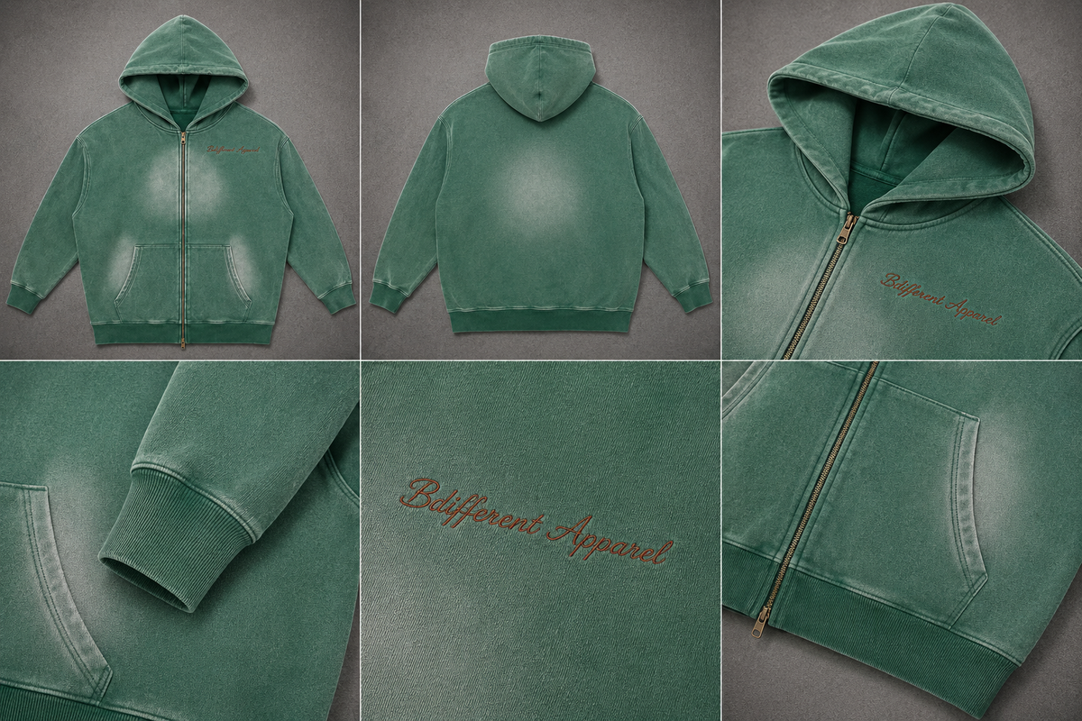 Sunfade Two-way Zipper Boxy Fleece Hoodie
