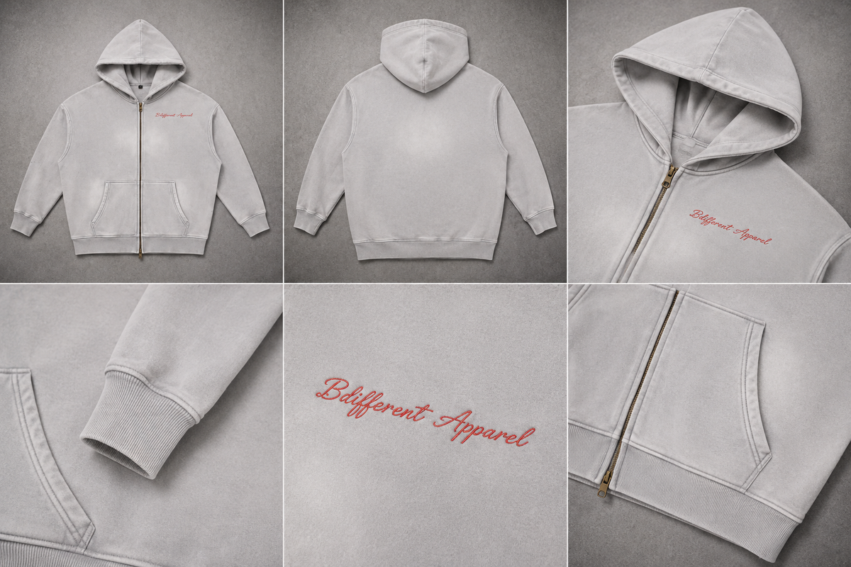 Sunfade Two-way Zipper Boxy Fleece Hoodie