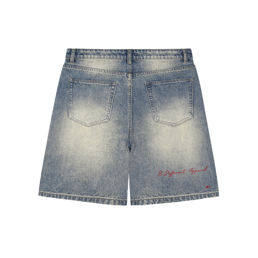 Faded Distressed Baggy Denim Shorts