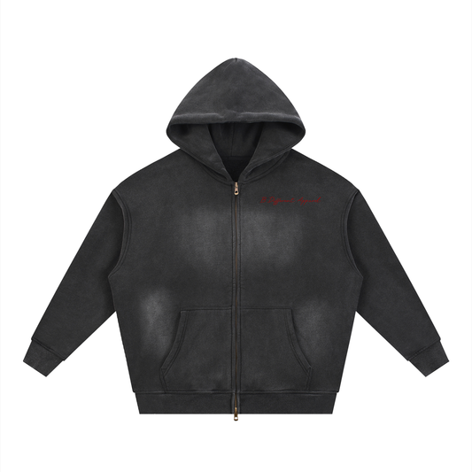 Sunfade Two-way Zipper Boxy Fleece Hoodie