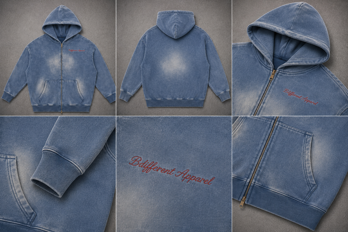 Sunfade Two-way Zipper Boxy Fleece Hoodie