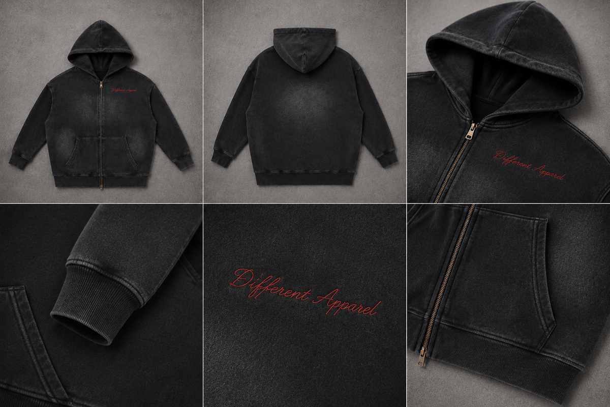 Sunfade Two-way Zipper Boxy Fleece Hoodie